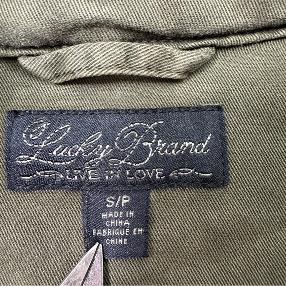 NWT Lucky Brand Green Chambray Utility Jacket Women’s Small Petite Zip Button - Picture 4 of 8